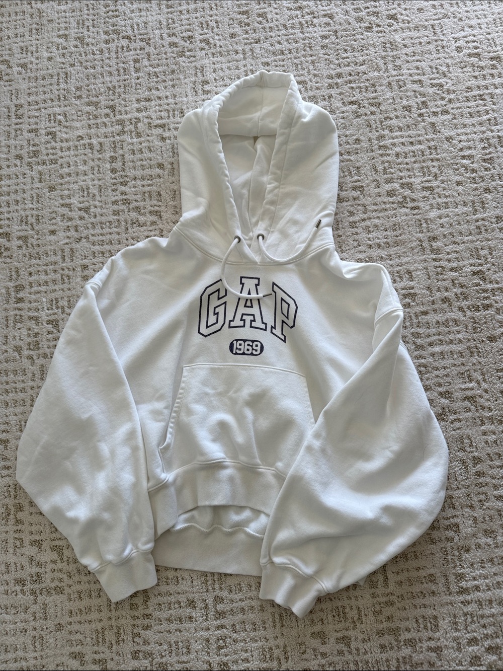GAP White Hooded Sweatshirt with Navy 1969 Logo